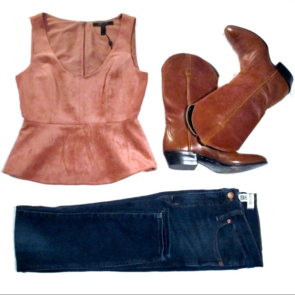 BCBGMaxAzria Cladiana Peplum Top Faux Suede NWT!! - Picture 3 of 9